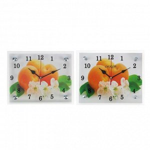 Часы настенные, серия: Кухня, "Абрикосы с цветами", 20х25  см, микс