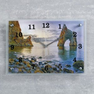Часы настенные, серия: Море, "Скала-врата у берега моря", 25х35 см