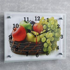 Часы настенные, серия: Кухня, "Корзина с фруктами", 25х35  см, в ассортименте