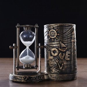 Песочные часы &quot;Море - любовь&quot;, сувенирные, с карандашницей, 16.5 х 8 х 13 см