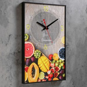 Часы-картина настенные, серия: Кухня, "Тропические фрукты", 57 х 35 х 4 см