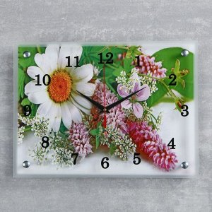 Часы настенные, серия: Цветы, "Дачный букет", 30х40 см, микс