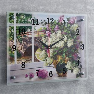 Часы настенные, серия: Цветы, "Цветы в вазе", 30х40 см