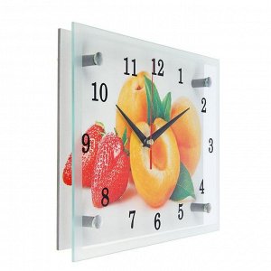 Часы настенные, серия: Кухня, "Абрикосы и клубника", 20х25  см