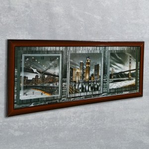 Часы-картина настенные, серия: Город, "Ночная Америка", 35х100  см, в ассортименте