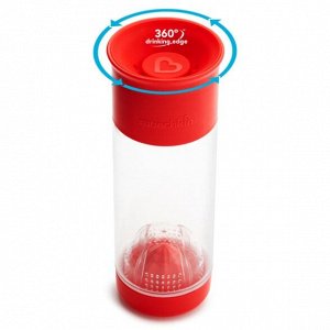 Munchkin - Бутылка 360° для фруктовой воды с инфузером 591мл. Красный