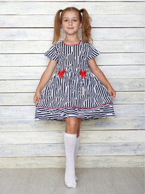 Платье Платье  для девочки
Одной из повседневной части гардероба для девочки является платье.  
Модель изготовлена   из 100 % хлопка,  расклешенная пришивная юбочка, на талии декоративные бантики, отл