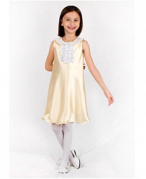Бежевое нарядное платье для девочки 7644-ДН16