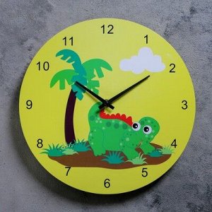 Часы настенные, серия: Детские, "Динозаврик с пальмой", d=29.5 см