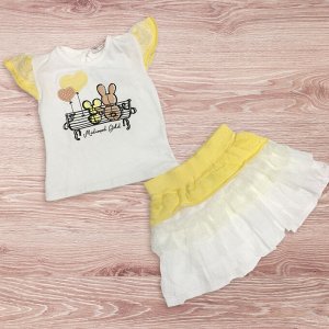 Костюм:футболка+юбка,желтый