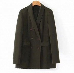 Двубортный пиджак,тёмно-зелёный