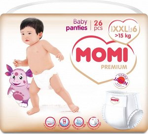 MOMI Premium подгузники-трусики XXL (от 15 кг). 26шт.