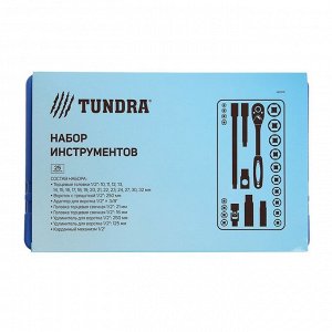 Набор инструментов в кейсе TUNDRA, подарочная упаковка, CrV, 1/2&quot;, 25 предметов