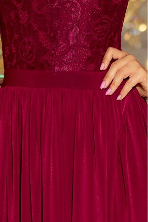 Платье NUMOCO 211-2  Макси-платье с кружевным вырезом. Без рукавов. Платье нежно раскрывает плечи, красиво обнажает декольте и с