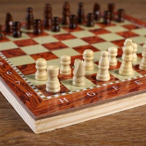Набор 3 в1 (нарды, шашки, шахматы), под красное дерево, 24х24 см