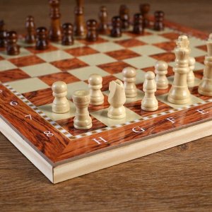 Настольная игра, набор 3 в 1 "Падук": нарды, шахматы, шашки, доска  34х34 см