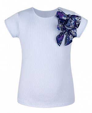 Голубая блузка для девочки с бантами 79818-ДЛШ20