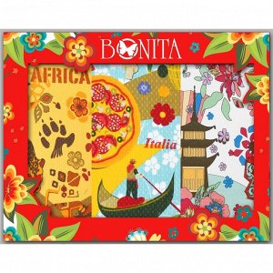 Набор в коробке разнофактурных полотенец Bonita «Путешествие», размер 40х60 см- 3шт