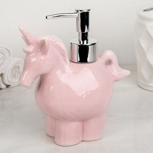 Дозатор для жидкого мыла Доляна «Единорог», 300 мл, цвет розовый