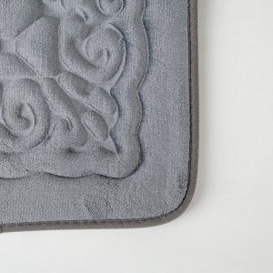 Набор ковриков для ванны и туалета Доляна «Узор», 3 шт: 38x43, 40x50, 50x80 см, цвет серый