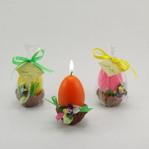 Декоративная свеча "Яйцо в корзинке", МИКС