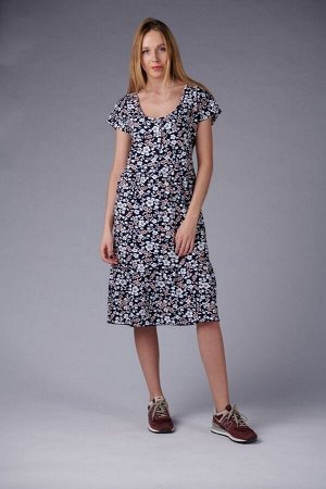 Платье с пуговицами и сборкой - Шанталь - 710 - персик