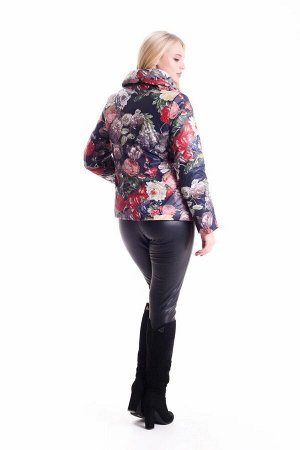 Стильная демисезонная куртка цветочный принт Код: 02 цветы