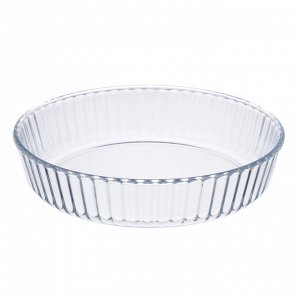 SATOSHI Форма для запекания жаропрочная круглая, стекло, 26,3х5,7см, рельефный бортик, 2,1л