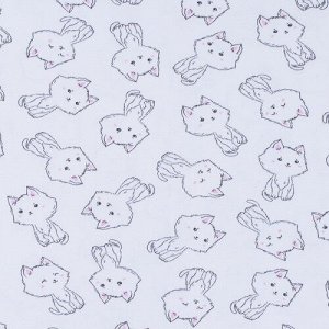Ткань интерлок Милые котятки 5426-19 цвет белый