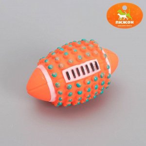 Игрушка для собак с пищалкой "Регби с шипами", 12 см, оранжевый
