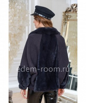 Куртка из меха норки и шерстиАртикул: 1923-65-GR-N