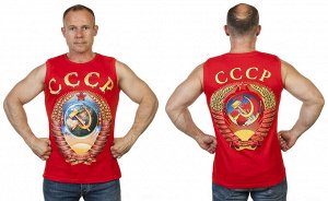 Футболка Красная мужская майка с гербом СССР - для тех, кто помнит о Великой Державе! №260
