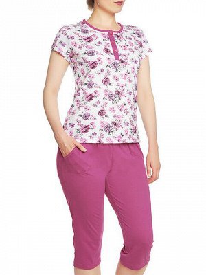 6126-2 костюм женский (футболка+бриджи), розовый