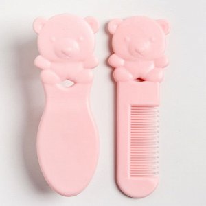 Mum&Baby Набор расчесок «Мишка», 2 шт., цвет розовый