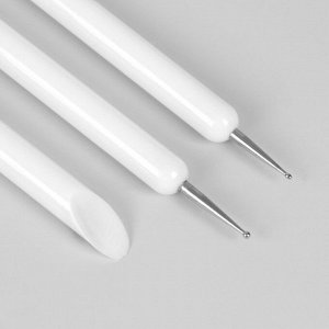 Набор для дизайна ногтей: точечная кисть - дотс 2 шт, точечная кисть - пушер, 15 см, цвет белый