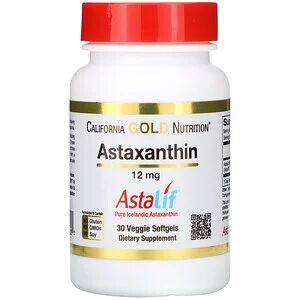 California Gold Nutrition, Астаксантин, чистый исландский продукт AstaLif, 12 мг, 30 растительных мягких таб