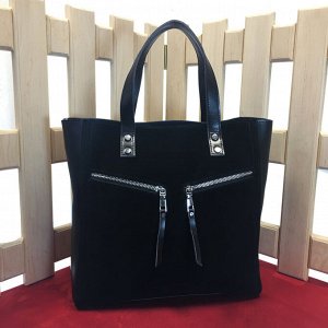 Вместительная сумка Street_Lady формата А4 из натуральных материалов черного цвета.