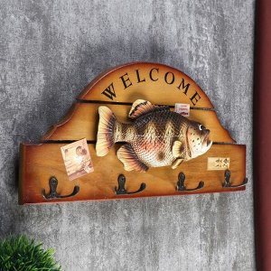 Крючки декоративные дерево "Welcome. Карась" 19х39х3,5 см