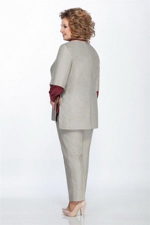 Комплект Комплект LaKona 1174 песок/бордо 
Рост: 164 см.

Комплект трех предметный: туника, брюки, блузка. Туника средней длины полуприлегающего силуэта выполнена из костюмной ткани в классическом ст