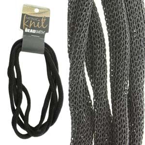 Вязаная металлизированная ювелирная сетка, 40мм, Metallic Knit, цвет черный, моток, 1.3-1.5 метра, УЦЕНКА
