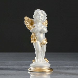 Статуэтка "Ангел". перламутровая. золотистое напыление. 14 см