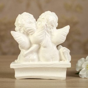 Статуэтка "Ангелы на лавочке", цвет белый, 11 см