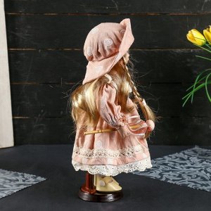 Кукла коллекционная керамика "Олечка в персиковом платье" 30 см