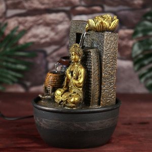СИМА-ЛЕНД Фонтан настольный от сети &quot;Будда в золотом наряде у водопада&quot; 28х19х19 см