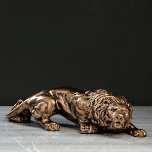 Статуэтка "Лев крадущийся", бронзовый цвет, 58х15х14.5 см