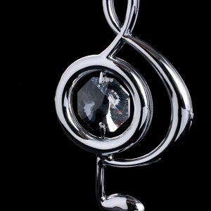 Сувенир с кристаллами Swarovski "Скрипичный ключ" хром 7,6х3,7 см