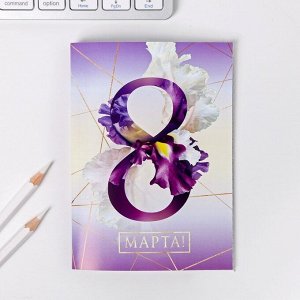Набор обложка на паспорт, блокнот, ручка "С 8 марта фиолетовые цветы"