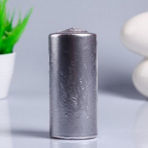 Свеча - цилиндр парафиновая, лакированная, серебряный металлик, 5,6?12 см