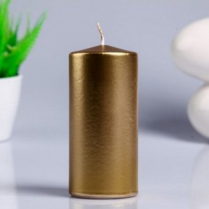 Свеча - цилиндр парафиновая, лакированная, золотой металлик, 5,6?12 см