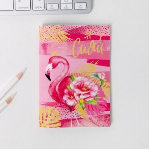 Набор обложка на паспорт, блокнот, ручка "Мечтай и удивляй Фламинго"